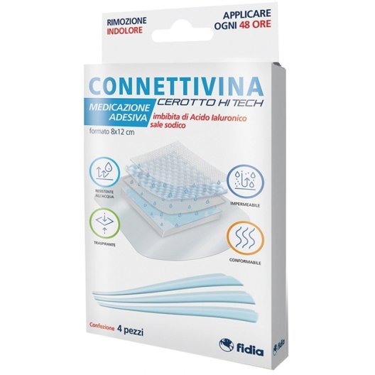 Connettivina Cerotto Hi Tech - 8x12 cm - 4 cerotti con acido ialuronico