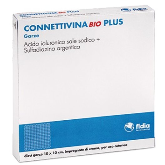 ConnettivinaBio Plus gaze cicatrizzanti - con acido ialuronico e sulfadiazina argentica - 10 garze