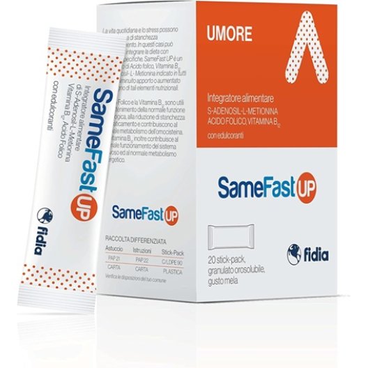 Samefast Up Umore 20 Stick | Integratore con SAM-e, Acido Folico e Vitamina B12 Samefast Up Umore 20 Stick | Integratore con SAM-e, Acido Folico e Vitamina B12