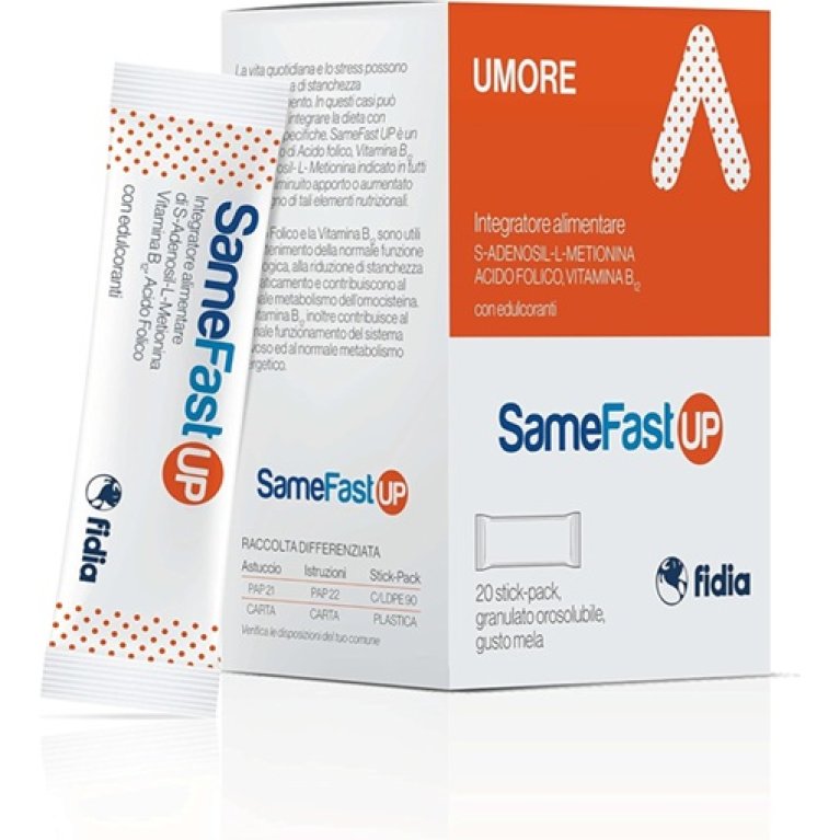 Samefast Up Umore 20 Stick | Integratore con SAM-e, Acido Folico e Vitamina B12 Samefast Up Umore 20 Stick | Integratore con SAM-e, Acido Folico e Vitamina B12