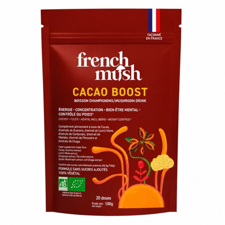 French Mush Cacao Boost BIO - 20 dosi - Sostituto Caffè Funzionale 100 g