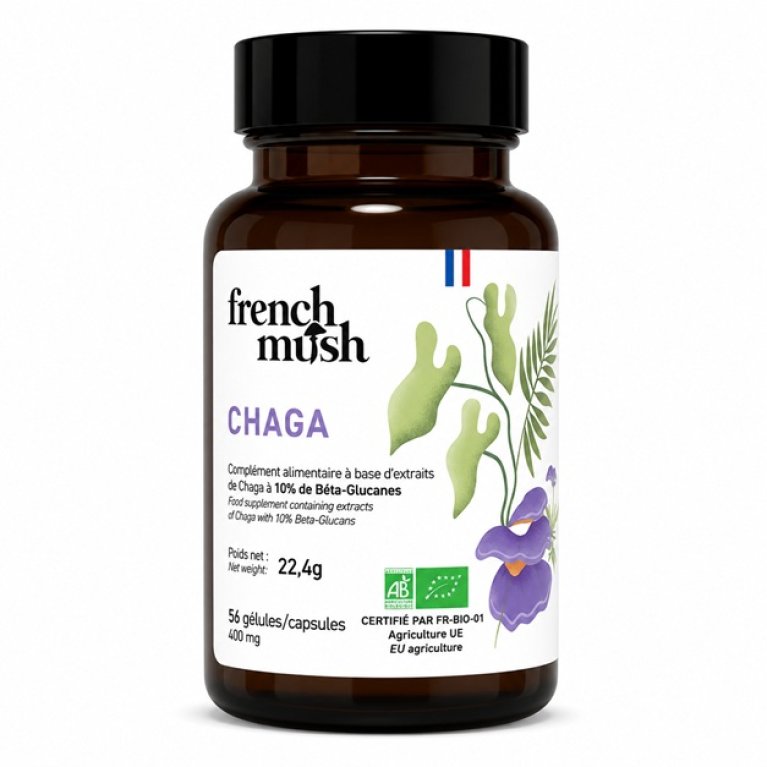 French Mush Chaga BIO - 56 capsule di Inonotus Obliquus Biologico French Mush Chaga BIO - 56 capsule di Inonotus Obliquus Biologico