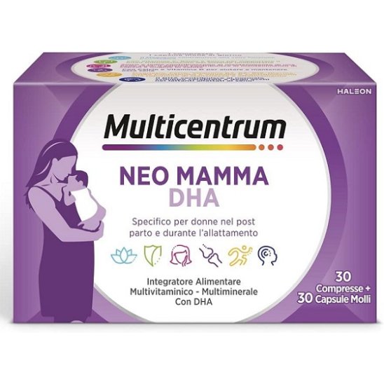 Multicentrum Neo Mamma DHA specifico per le donne nel post parto e durante l'allattamento 30 compresse + 30 capsule molli
