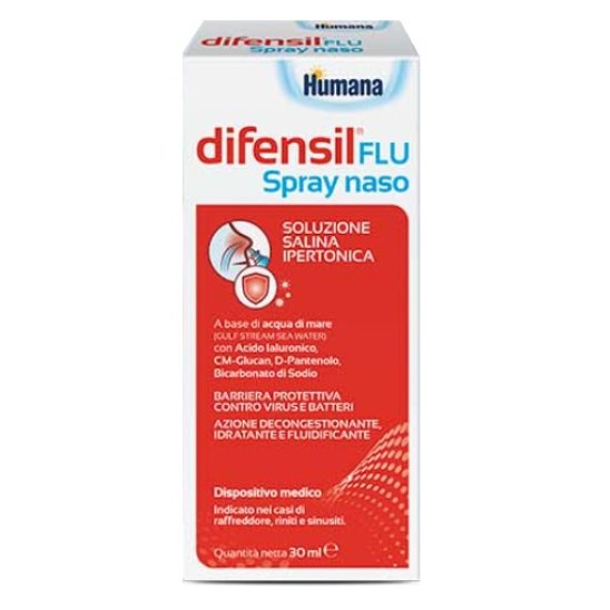 Difensil Flu spray naso di soluzione ipertonica con acido ialuronico 30 ml