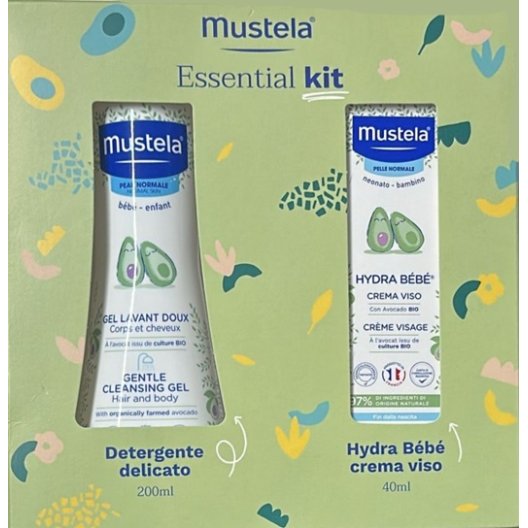 Mustela Essential Kit - Detergente delicato + Crema viso + Porta oggetti