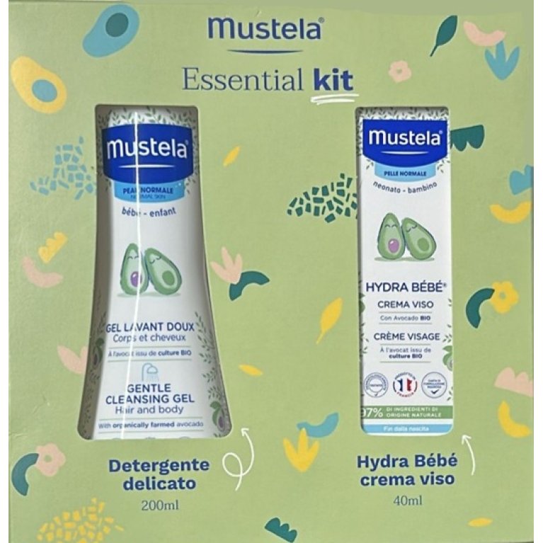 Mustela Essential Kit - Detergente delicato + Crema viso + Porta oggetti