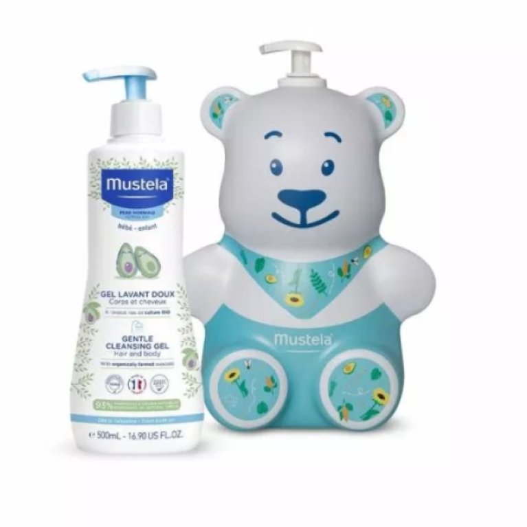 Mustela orsetto copriflacone e detergente delicato da 500 ml