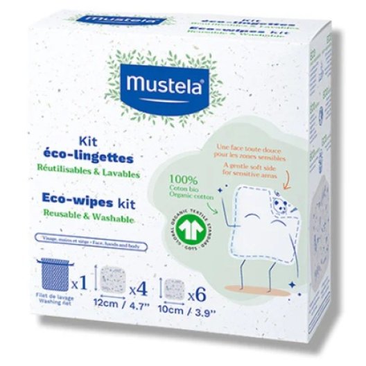 Mustela salviette ecologiche lavabili e riutilizzabili 100% cotone 10 pezzi