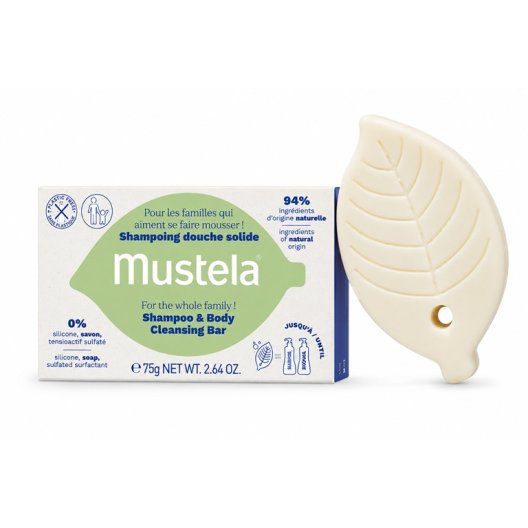 Mustela Shampoo e Detergente Solido 75 g - Corpo e Capelli per Tutta la Famiglia