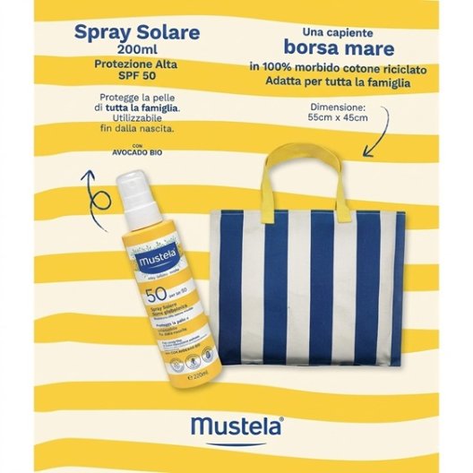 Mustela Spray Solare SPF 50+ 200ml + Borsa Mare OMAGGIO