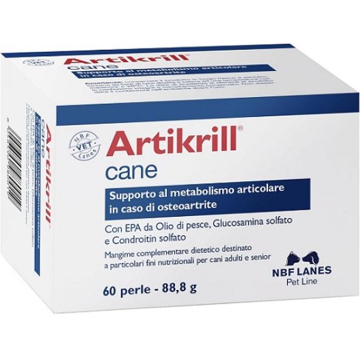 Artikrill Cane - 60 Perle - Integratore Articolazioni per Cani con Glucosamina e Omega-3