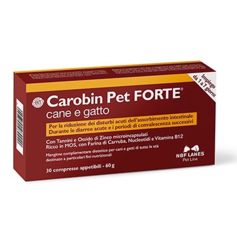 Carobin Pet Forte per i disturbi intestinali di cani e gatti 30 compresse