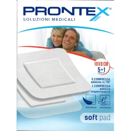 Garze adesive Prontex Soft Pad - 10x8 cm - 6 cerotti - 5 cerotti in TNT e 1 cerotto impermeabile