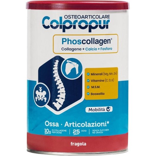 Colpropur Osteoarticolare Collagene - gusto Fragola - per il supporto di ossa e articolazioni - polvere 340 grammi