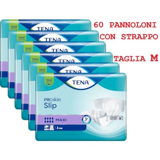 Tena Slip Maxi M - 60 pannoloni a mutandina 8 gocce - 6 confezioni da 10 pezzi