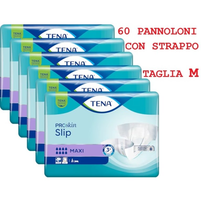 Tena Slip Maxi M - 60 pannoloni a mutandina 8 gocce - 6 confezioni da 10 pezzi