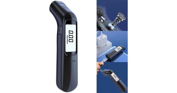 Etilometro Digitale Professionale Portatile - Tester Alcool Senza Contatto Con Display A Colori - Ricarica USB Type-C