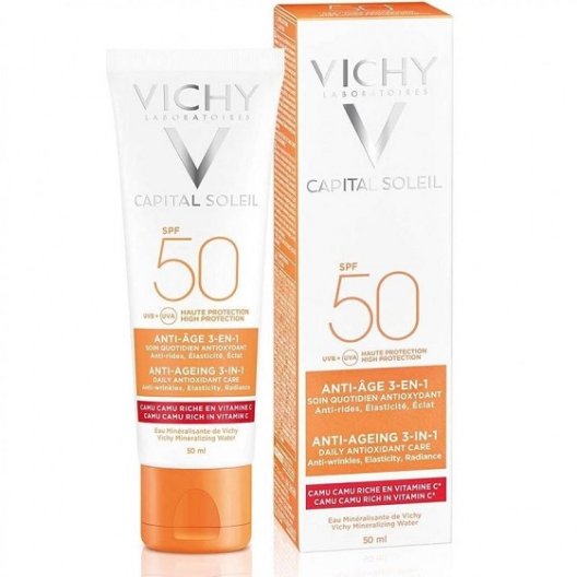 Vichy Capital Soleil - Crema viso 3 in 1 antietà SPF 50+ protezione alta - 50 ml