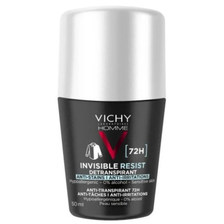 Vichy Deodorante Uomo roll-on Invisible Resist - anti-traspirante 72 h anti-macchia - 50 ml