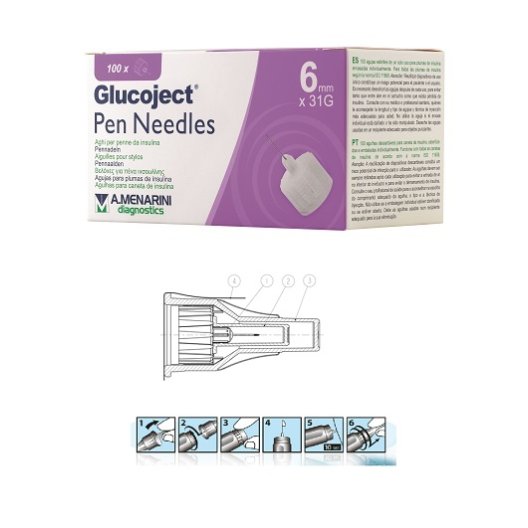 GLUCOJECT PEN NEEDLES 6MM G31