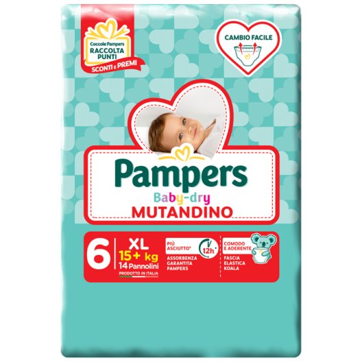 Pampers Baby Dry mutandino XL - taglia 6 oltre i 15 Kg - 14 pannolini