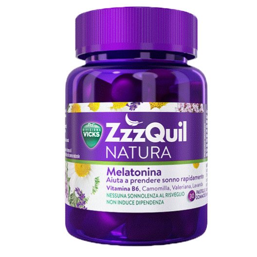 ZZZQuil Natura pastiglie gommose con melatonina per addormentarsi rapidamente - 30 pastiglie gommose gusto frutti di bosco