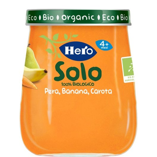 Hero Solo Omogeneizzato Biologico Pera, Banana e Carota - 120 grammi