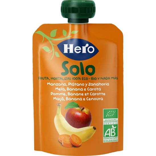Hero Solo Frutta Frullata Mela, Banana e Carota - 100 grammi di purea di frutta