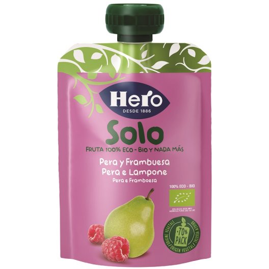 Hero Solo Frutta Frullata Pera e Lampone - 100 grammi di purea di frutta