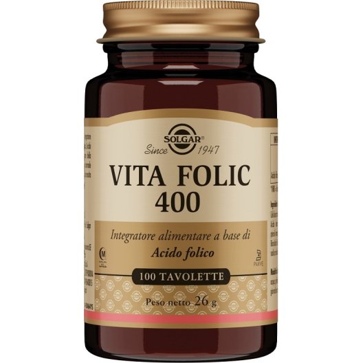 Solgar Vita Folic 400 - integratore di acido folico 400 mcg - 100 compresse
