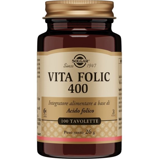 Solgar Vita Folic 400 - integratore di acido folico 400 mcg - 100 compresse