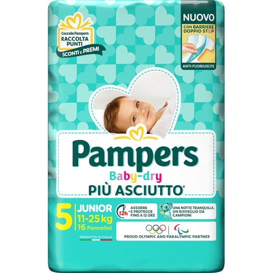 Pampers Baby Dry Junior - taglia 5 dai 11 ai 25 kg - 16 pannolini
