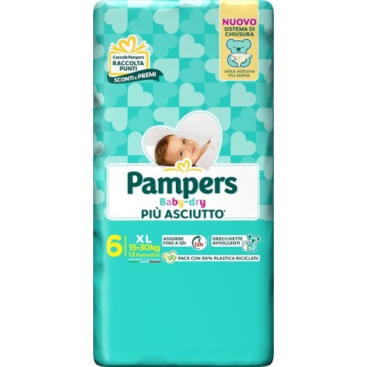 Pampers Baby Dry XL - taglia 6 dai 15 ai 30 kg - 13 pannolini