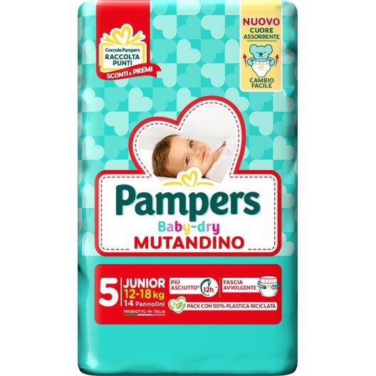 Pampers Baby Dry mutandino Junior - taglia 5 da 12 a 18 Kg - 14 pannolini