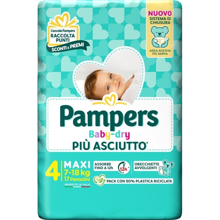 Pampers Baby Dry Maxi - taglia 4 dai 7 ai 18 kg - 17 pannolini