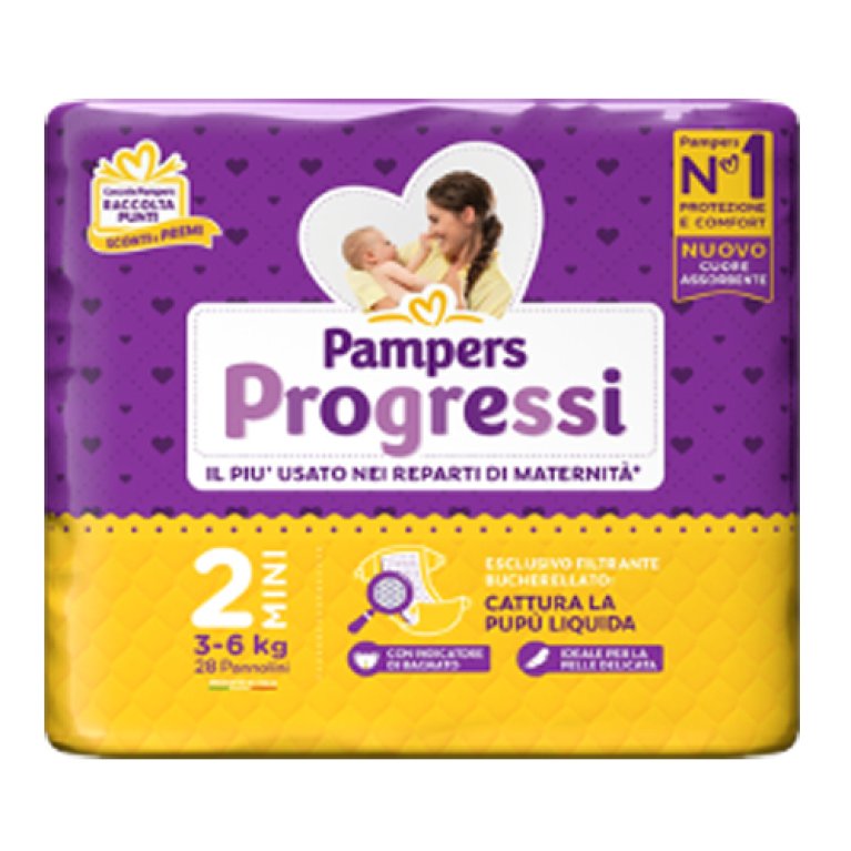 Pampers progressi Mini Taglia 2 (3-6 Kg) - 28 pannolini