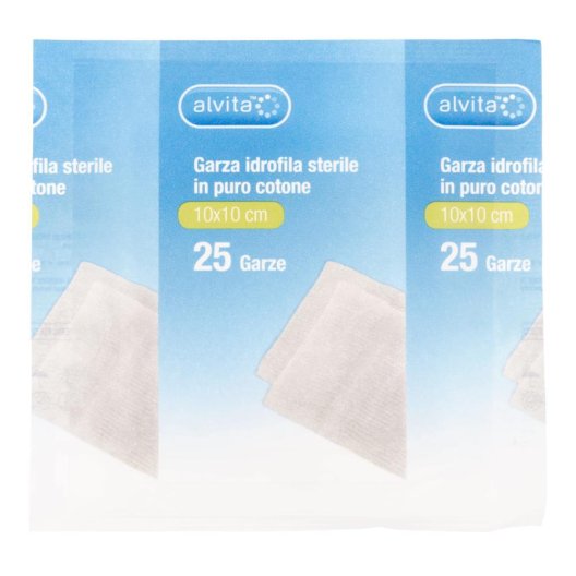 ALVITA GARZA IDROF 10X10 25PZ ALVITA GARZA IDROF 10X10 25PZ