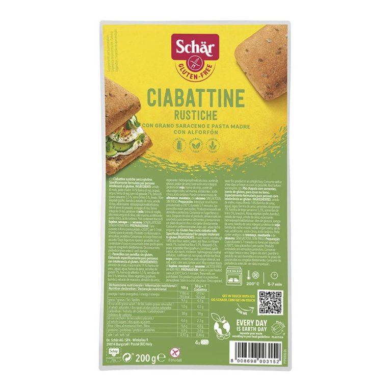 SCHAR CIABATTINE RUSTICHE 200G SCHAR CIABATTINE RUSTICHE 200G
