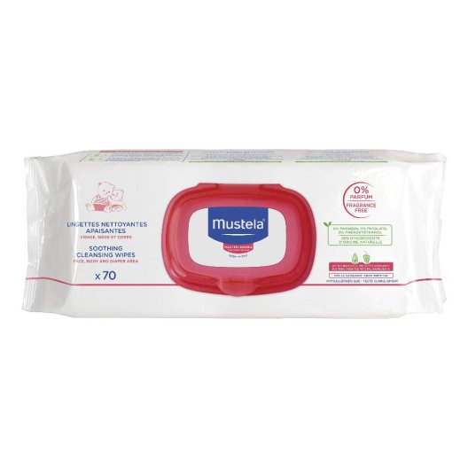 Mustela salviettine detergenti lenitive per pelli sensibili e reattive 70 salviettine