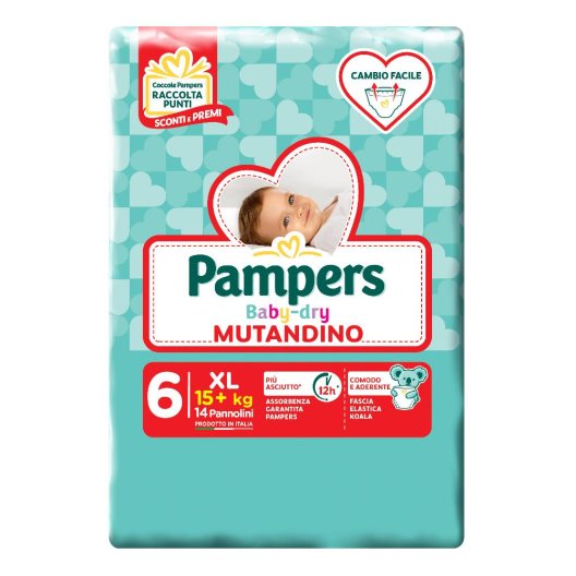 Pampers Baby Dry mutandino XL - taglia 6 oltre i 15 Kg - 14 pannolini