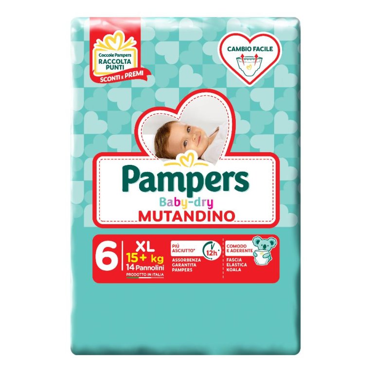 Pampers Baby Dry mutandino XL - taglia 6 oltre i 15 Kg - 14 pannolini