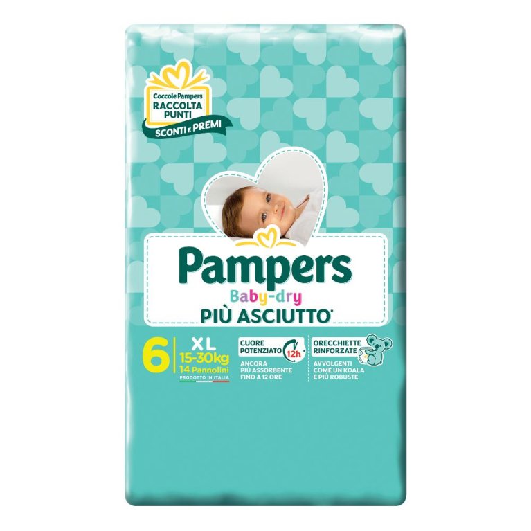 Pampers Baby Dry XL - taglia 6 dai 15 ai 30 kg - 14 pannolini