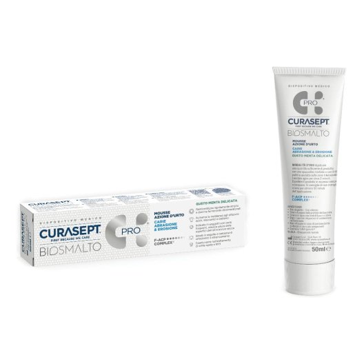 Curasept Biosmalto Mousse azione d'urto carie ed abrasione gusto menta - 50 ml