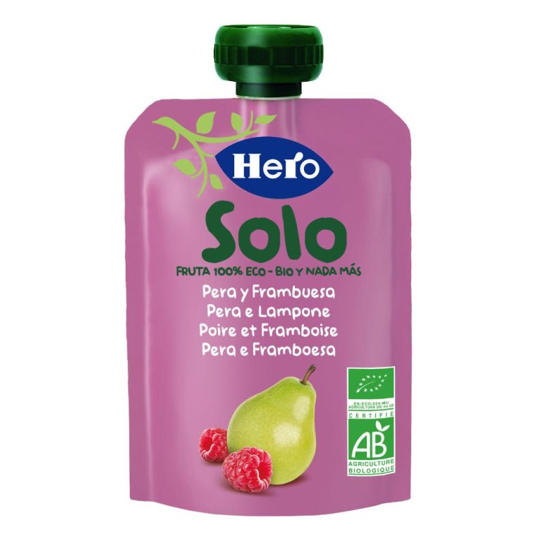 Hero Solo Frutta Frullata Pera e Lampone - 100 grammi di purea di frutta
