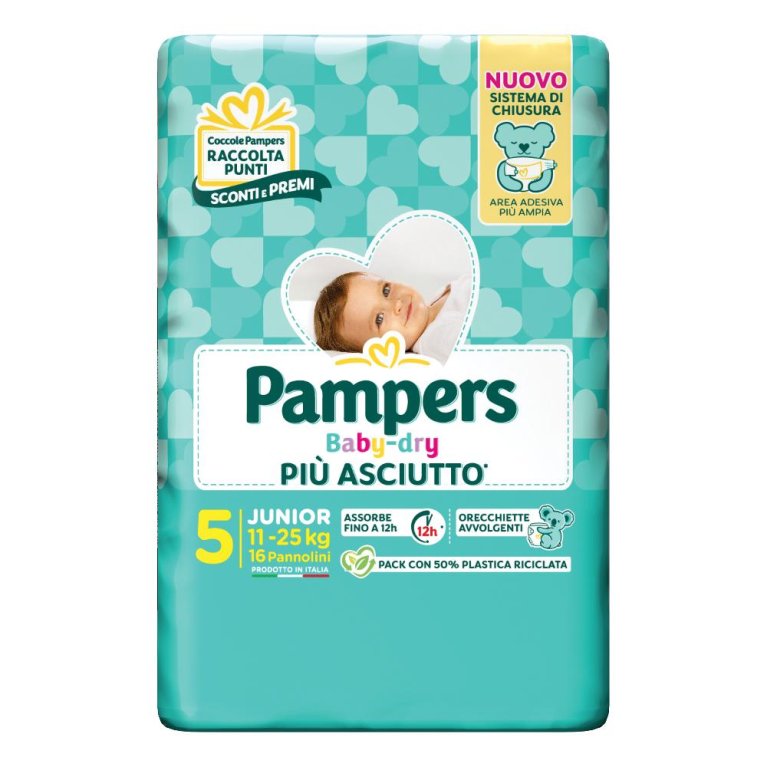 Pampers Baby Dry Junior - taglia 5 dai 11 ai 25 kg - 16 pannolini