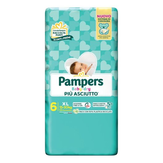 Pampers Baby Dry XL - taglia 6 dai 15 ai 30 kg - 13 pannolini Pampers Baby Dry XL - taglia 6 dai 15 ai 30 kg - 13 pannolini