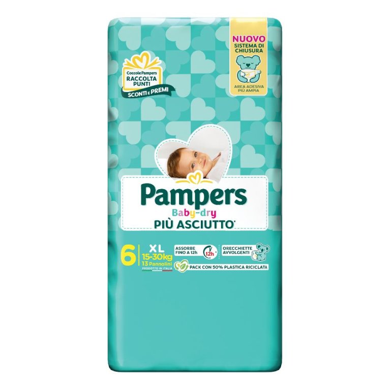 Pampers Baby Dry XL - taglia 6 dai 15 ai 30 kg - 13 pannolini