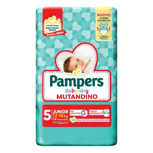 Pampers Baby Dry mutandino Junior - taglia 5 da 12 a 18 Kg - 14 pannolini Pampers Baby Dry mutandino Junior - taglia 5 da 12 a 18 Kg - 14 pannolini