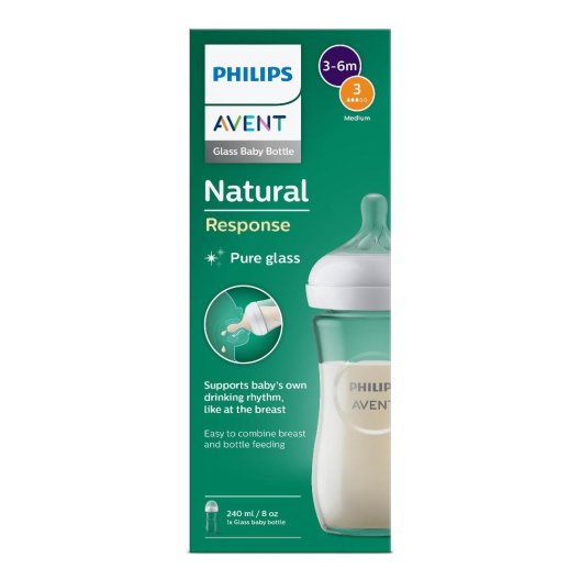 AVENT BIB NAT 3,0 VETRO 240ML